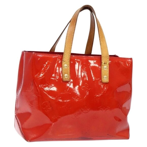 LOUIS VUITTON Monogram Vernis Reade PM Hand Bag Red Rouge M91088 LV Auth 139502 - Picture 1 of 16